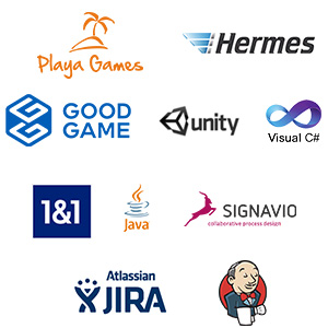 Goodgame Studios, Unity, Visual C#, 1&1, Java, Signavio, Jira, Jenkins